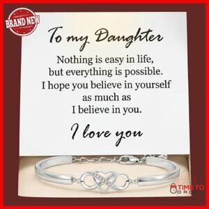 Sterling Silver Infinity Bracelet Adjustable Gift for Women Girls